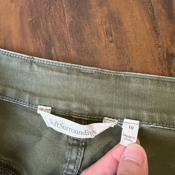 SOFT SURROUNDINGS Denim-Like Skinny Pants #2CR14 Coated Sage Green - Picture 7 of 11